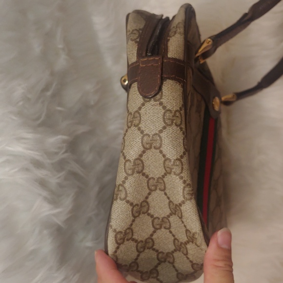 Authentic Vintage Gucci GG Monogram Supreme Sherry Web Ophidia Boston Shoulder - Picture 6 of 10